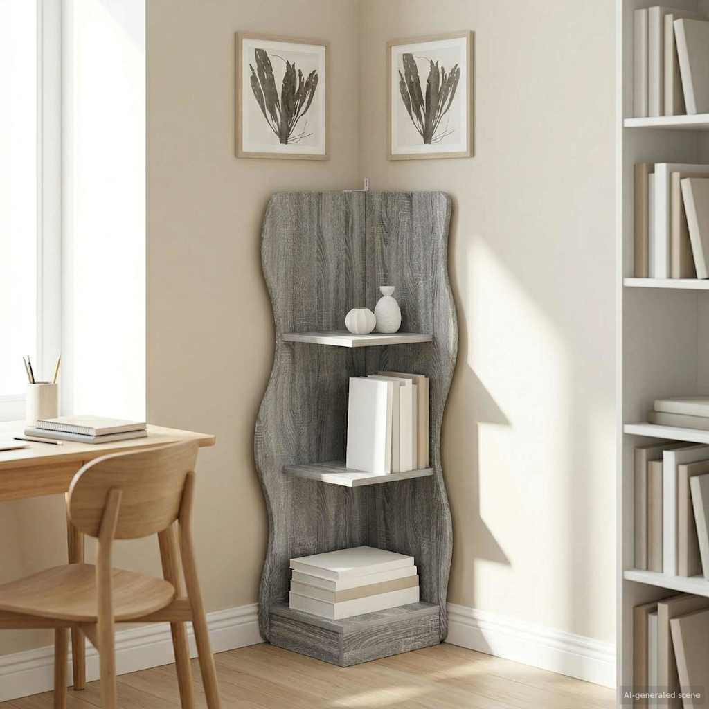 vidaXL Eckregal mit Regal Graues Sonoma 34 x 33 x 102 cm Holzwerkstoff