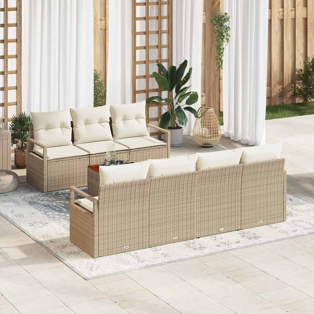 vidaXL Gartensofa-set mit Kissen 8 pcs Beige Poly-Rattan