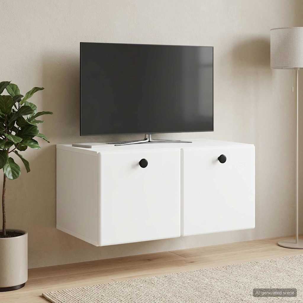 vidaXL Wandmontierter TV-Schrank 59,5 x 41 x 30 cm Weiß Holzwerkstoff