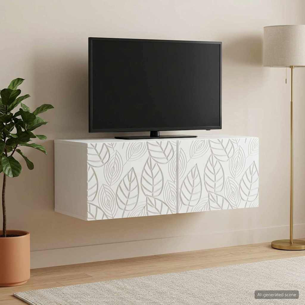 vidaXL Wandmontierter TV-Schrank 78,5 x 31 cm Weiß Holzwerkstoff
