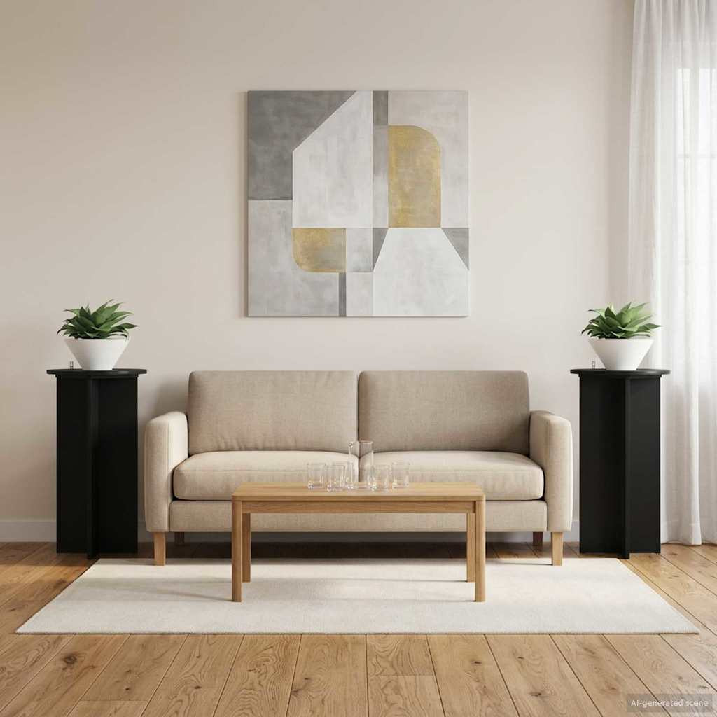 vidaXL Pflanzenständer 2 pcs Schwarz 40 x 40 x 80 cm Holzwerkstoff