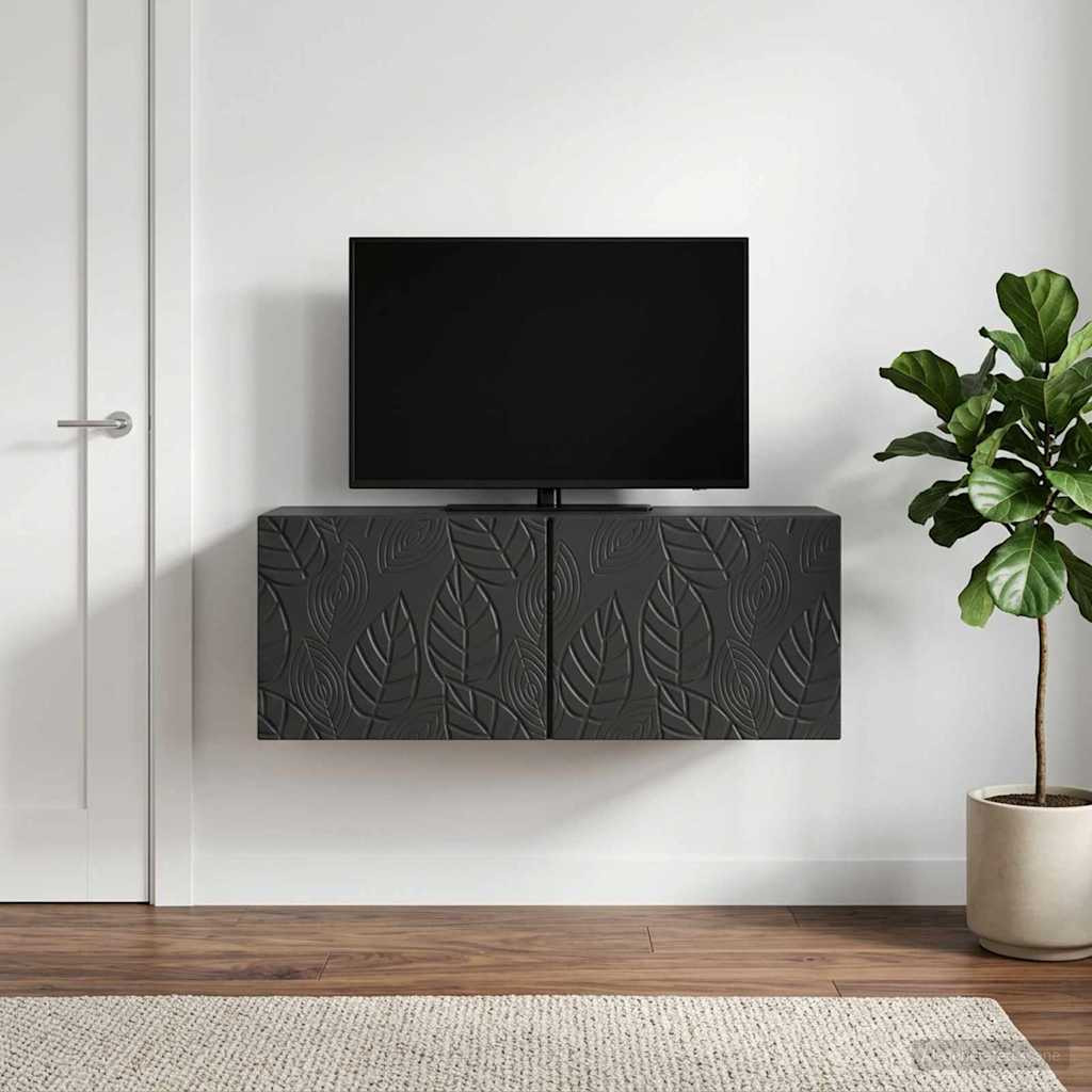 vidaXL Wandmontierter TV-Schrank 78,5 x 31 cm Schwarz Holzwerkstoff