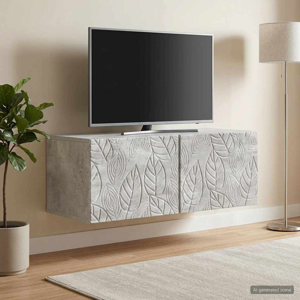 vidaXL Wandmontierter TV-Schrank 78,5 x 31 cm Betongrau Holzwerkstoff