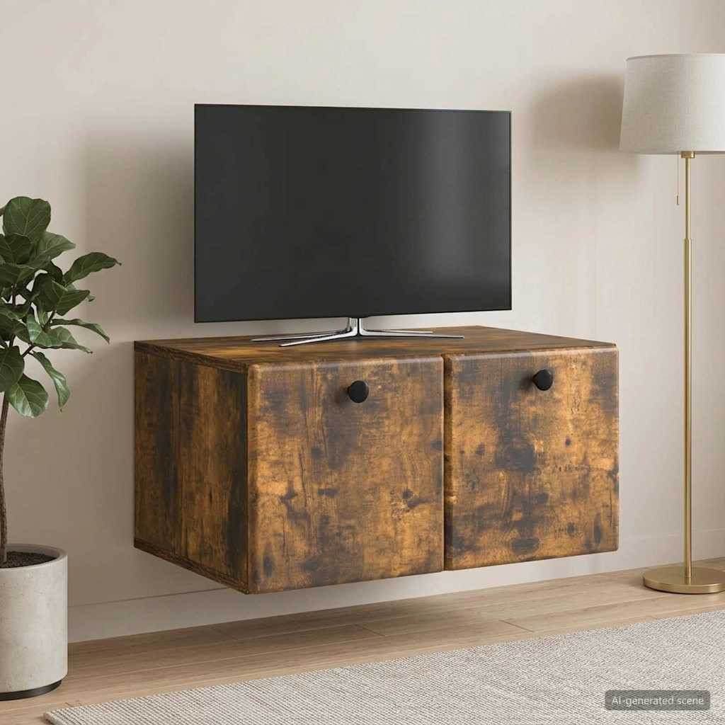vidaXL Wandmontierter TV-Schrank 59,5 x 41 x 30 cm Geräucherte Eiche