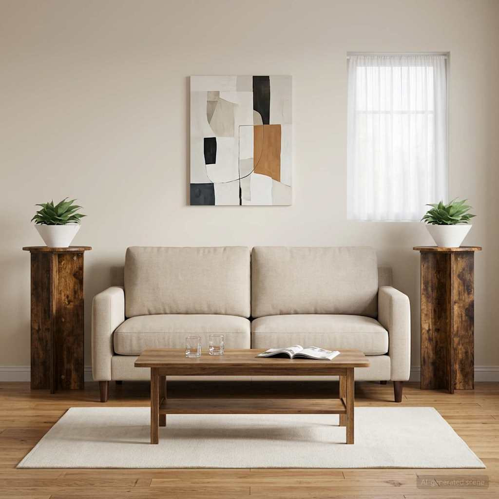 vidaXL Pflanzenständer 2 pcs Geräucherte Eiche 40 x 40 x 80 cm