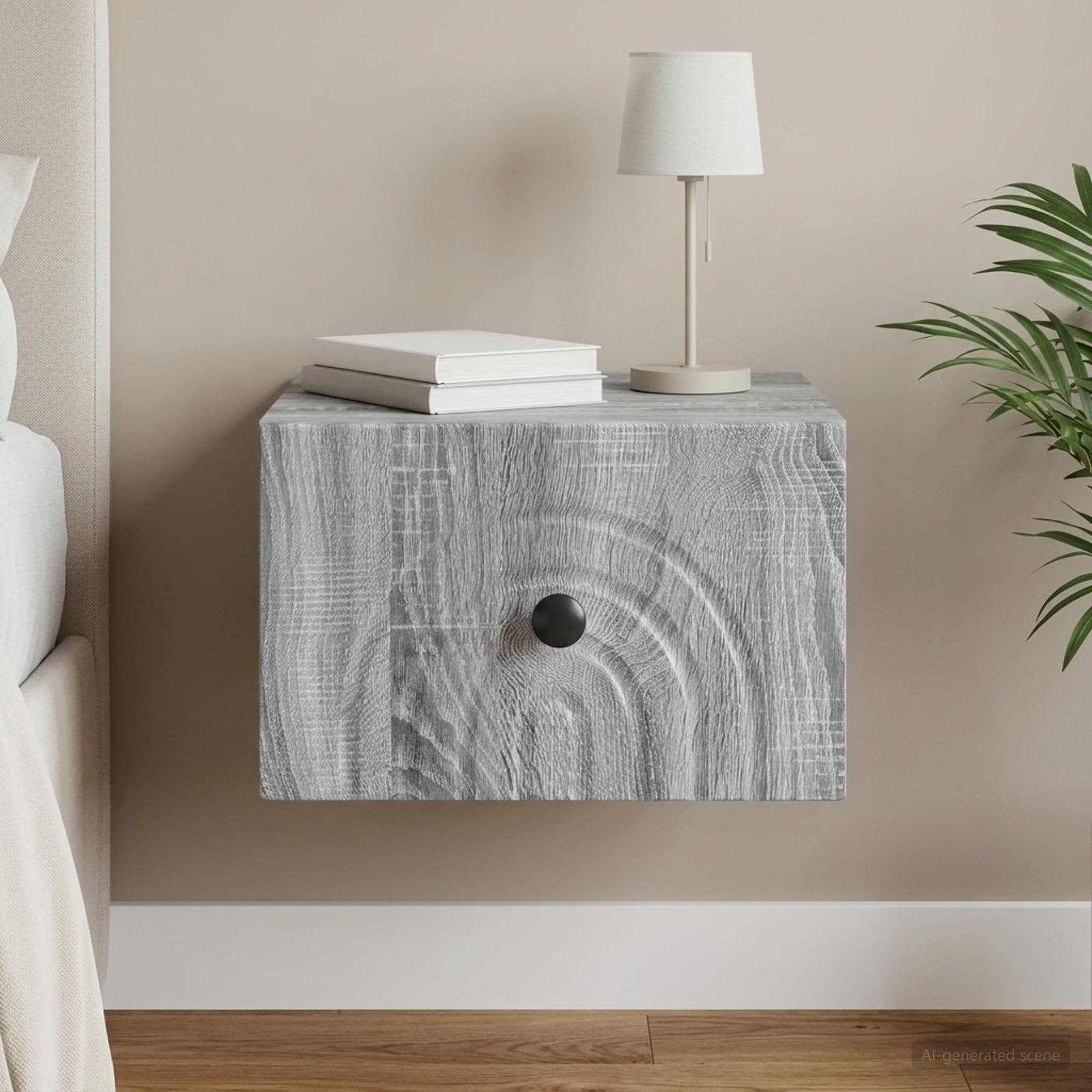 vidaXL Wandmontierter Nachttisch Graues Sonoma 33 x 34,5 x 20 cm
