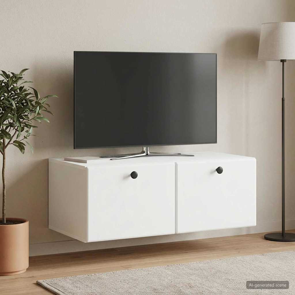 vidaXL Wandmontierter TV-Schrank 78,5 x 41 x 30 cm Weiß Holzwerkstoff