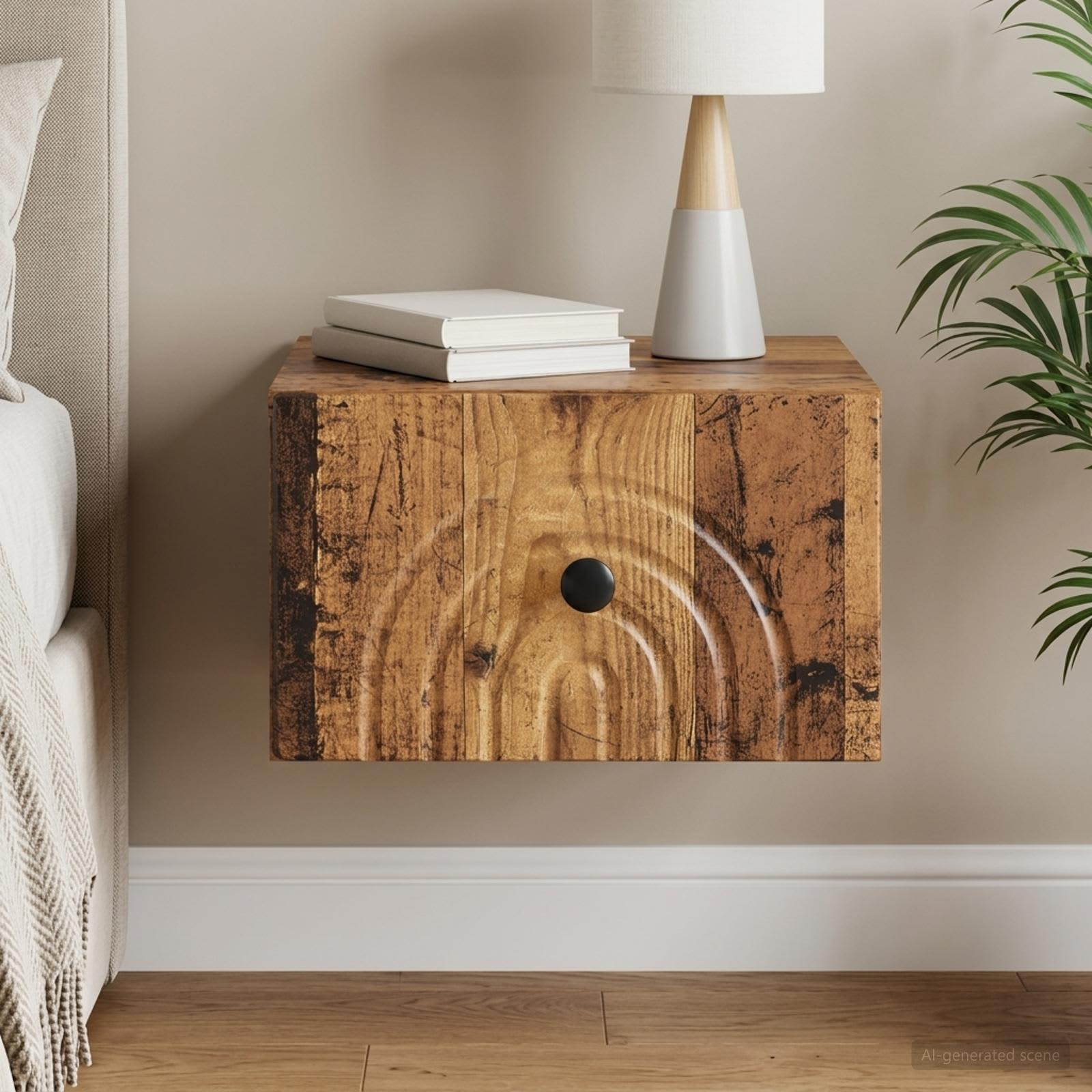 vidaXL Wandmontierter Nachttisch Altholz 33 x 34,5 x 20 cm