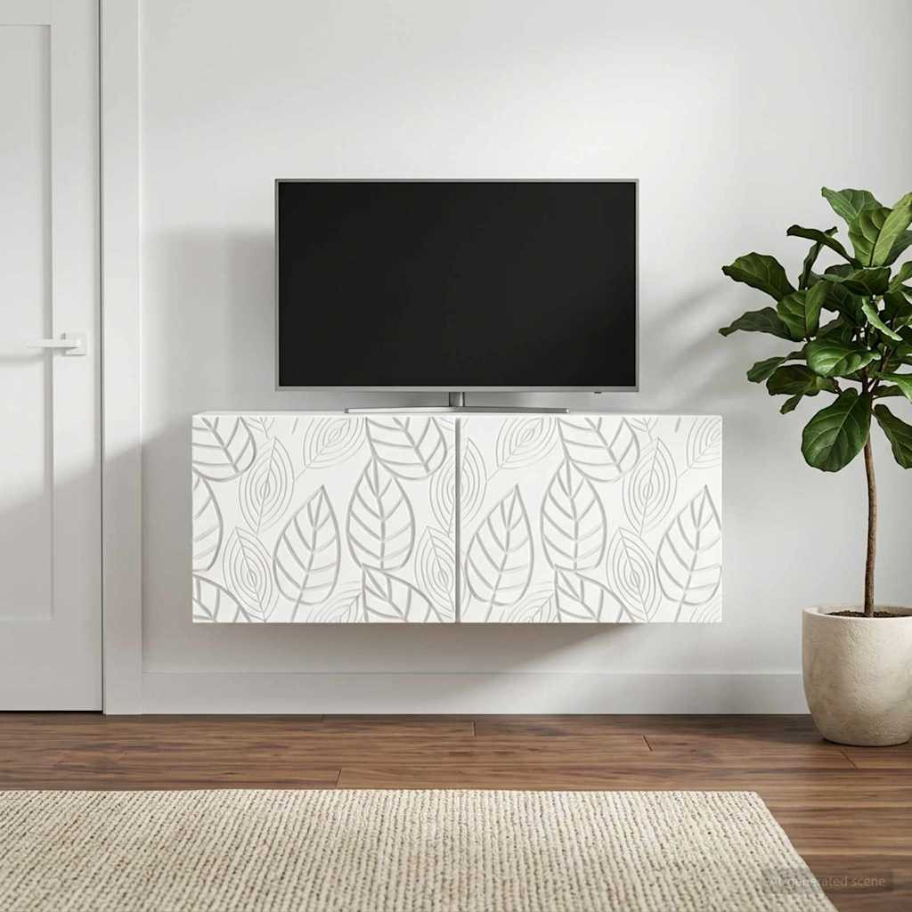 vidaXL Wandmontierter TV-Schrank 98 x 31 cm Weiß Holzwerkstoff