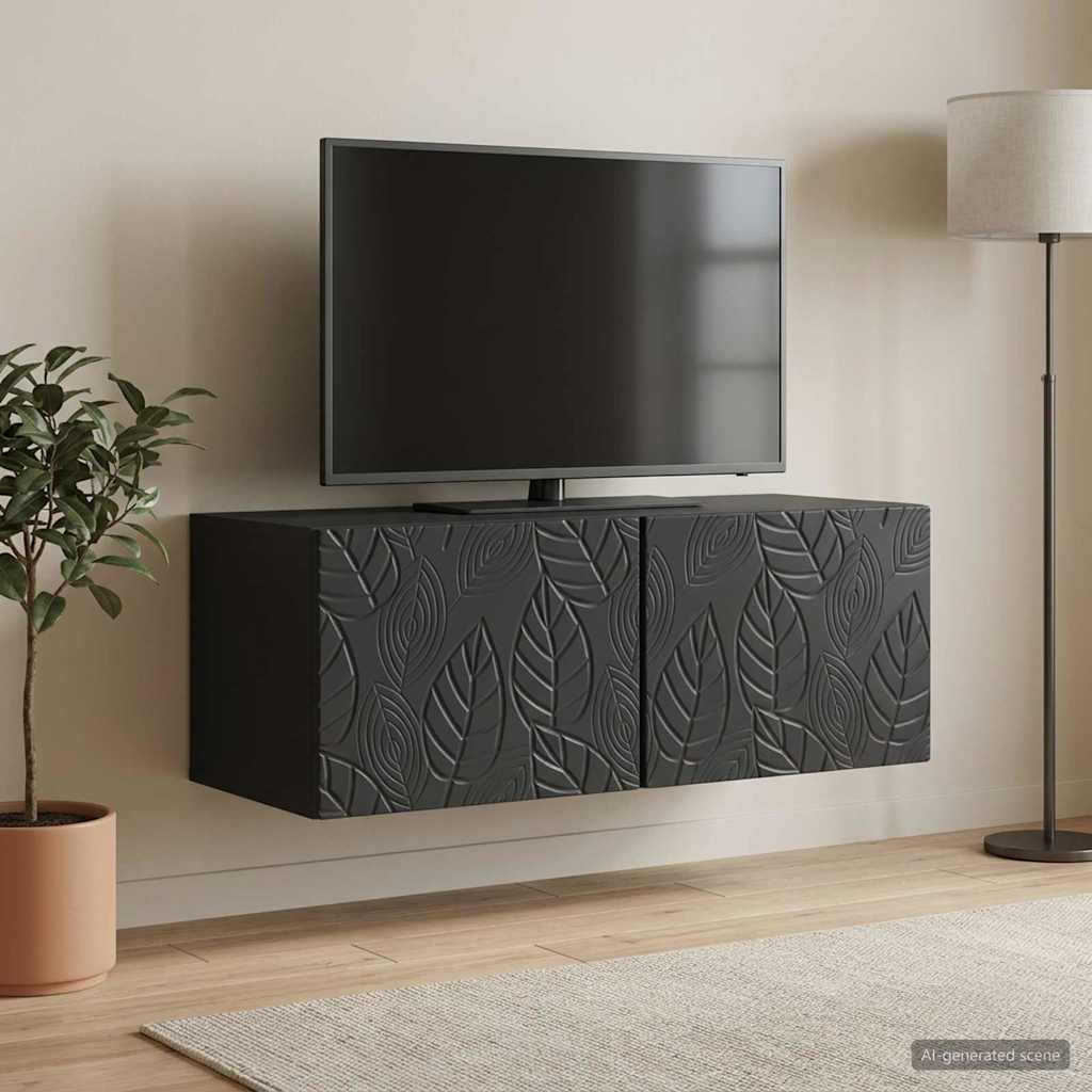 vidaXL Wandmontierter TV-Schrank 98 x 31 cm Schwarz Holzwerkstoff