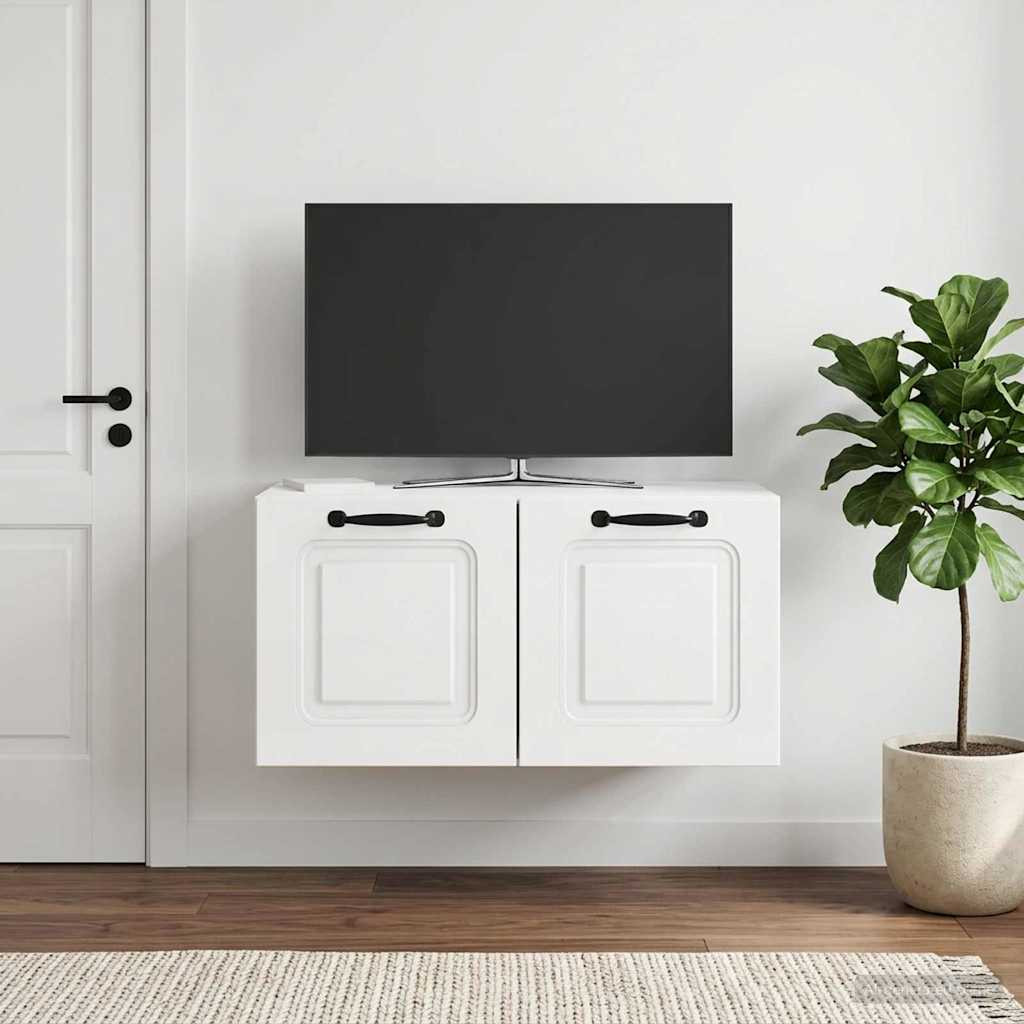 vidaXL Wandmontierter TV-Schrank Hochglanz Weiß 59,5 x 41 x 30 cm