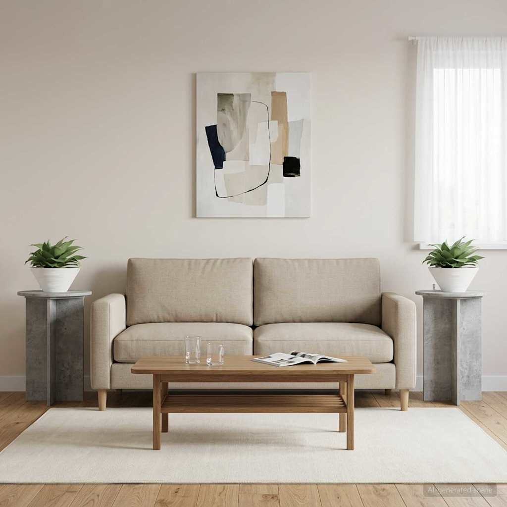 vidaXL Pflanzenständer 2 pcs Betongrau Ø40 x 60 cm Holzwerkstoff