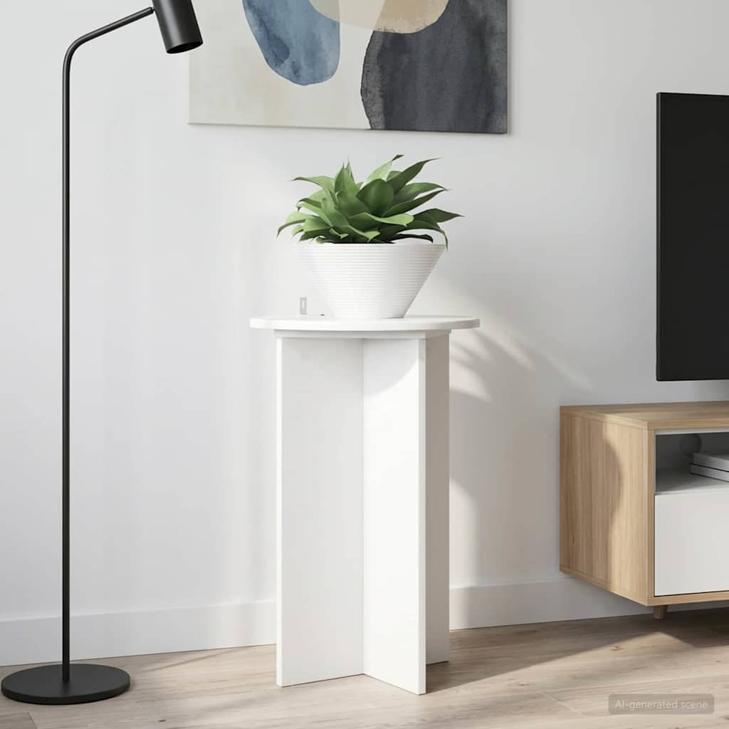 vidaXL Pflanzenständer 2 pcs Hochglanz Weiß Ø40 x 60 cm Holzwerkstoff