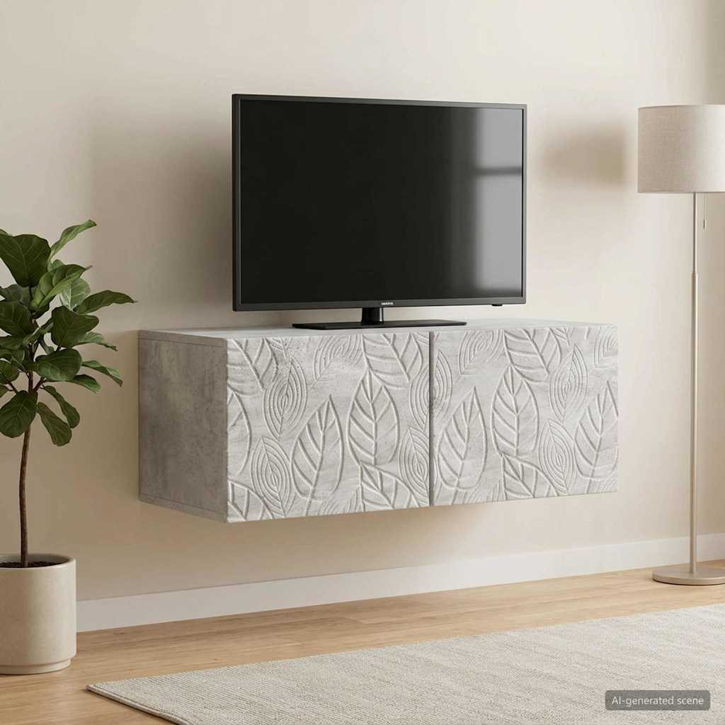 vidaXL Wandmontierter TV-Schrank 98 x 31 cm Betongrau Holzwerkstoff