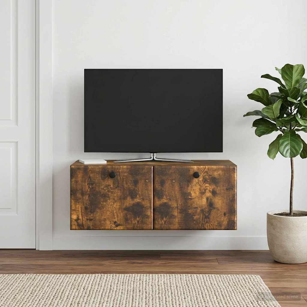 vidaXL Wandmontierter TV-Schrank 78,5 x 41 x 30 cm Geräucherte Eiche