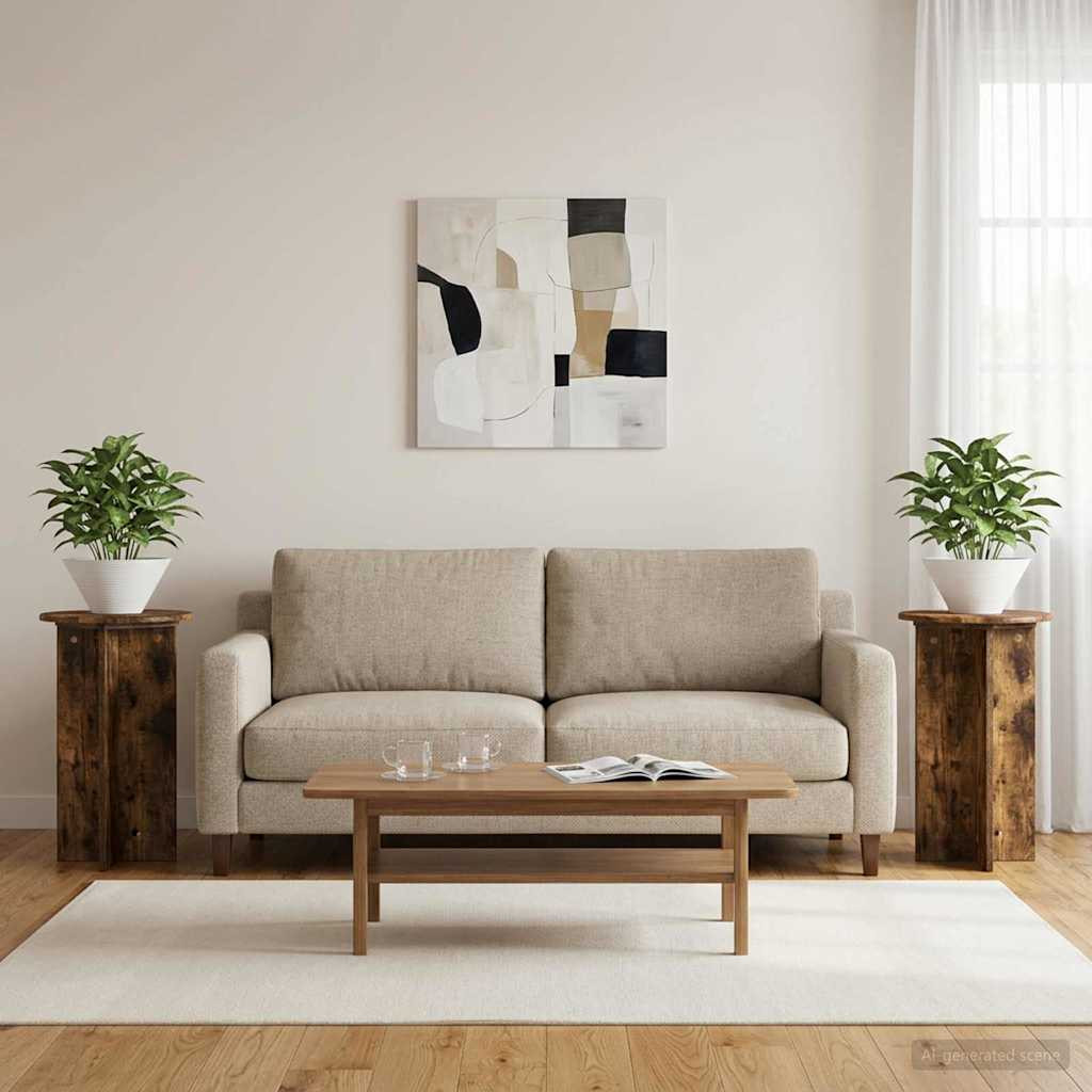 vidaXL Pflanzenständer 2 pcs Geräucherte Eiche Ø40 x 60 cm