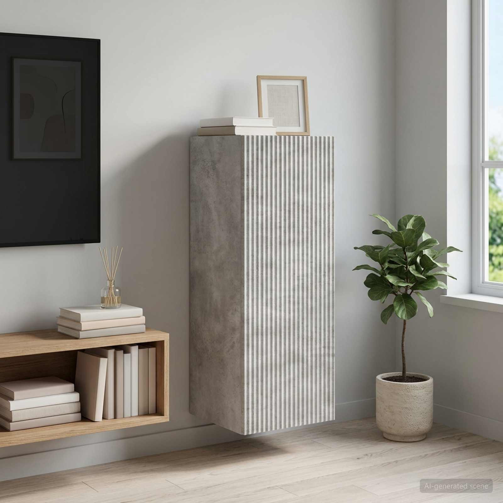 vidaXL Wandschrank Betongrau 33 x 34,5 x 90 cm Holzwerkstoff