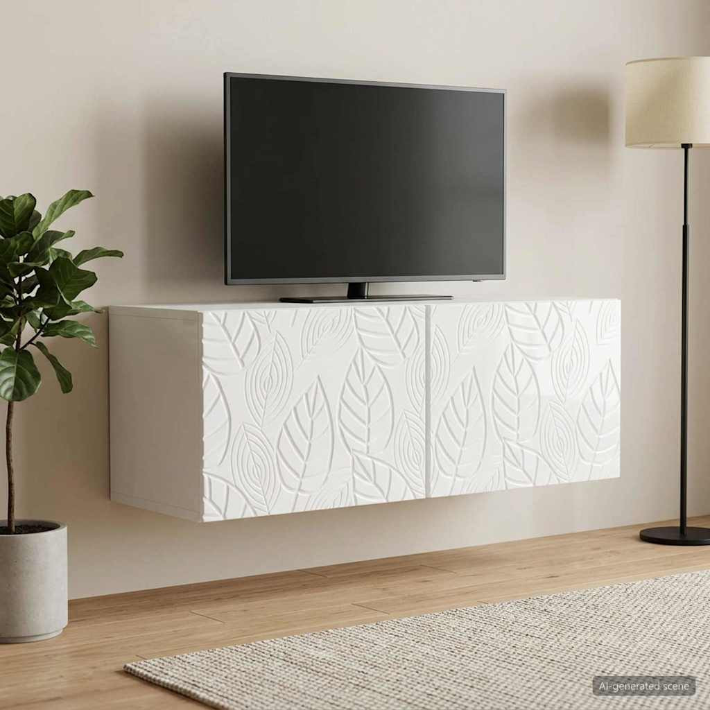 vidaXL Wandmontierter TV-Schrank 98 x 31 cm Hochglanz Weiß
