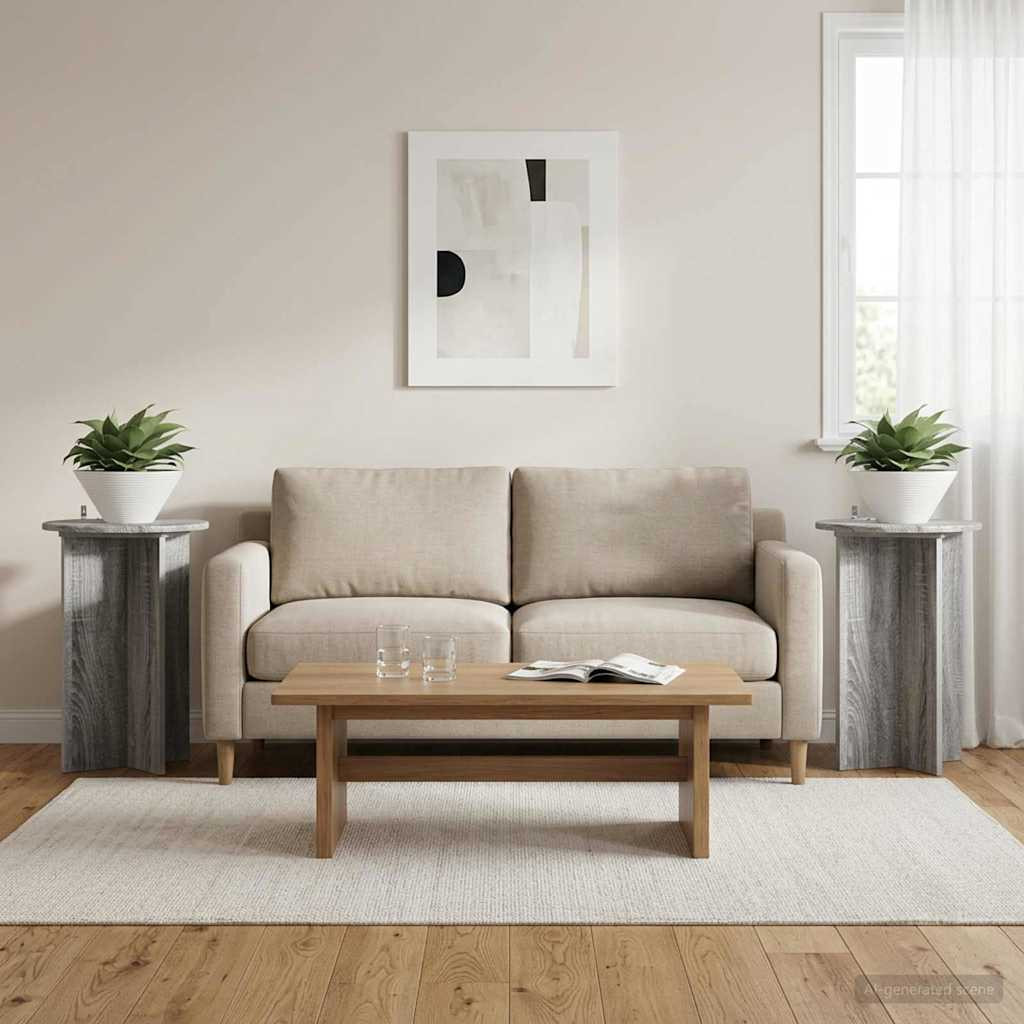 vidaXL Pflanzenständer 2 pcs Graues Sonoma Ø40 x 60 cm Holzwerkstoff