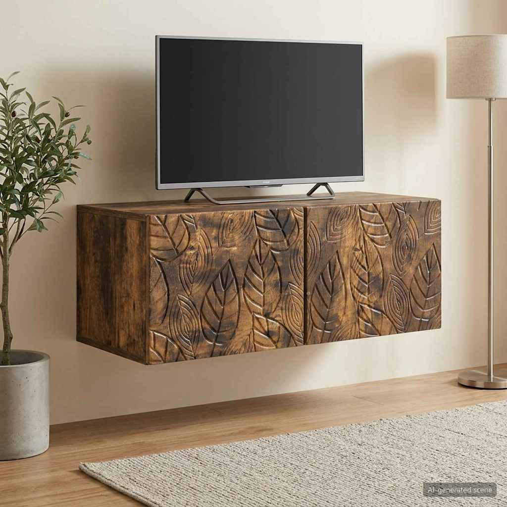 vidaXL Wandmontierter TV-Schrank 98 x 31 cm Geräucherte Eiche