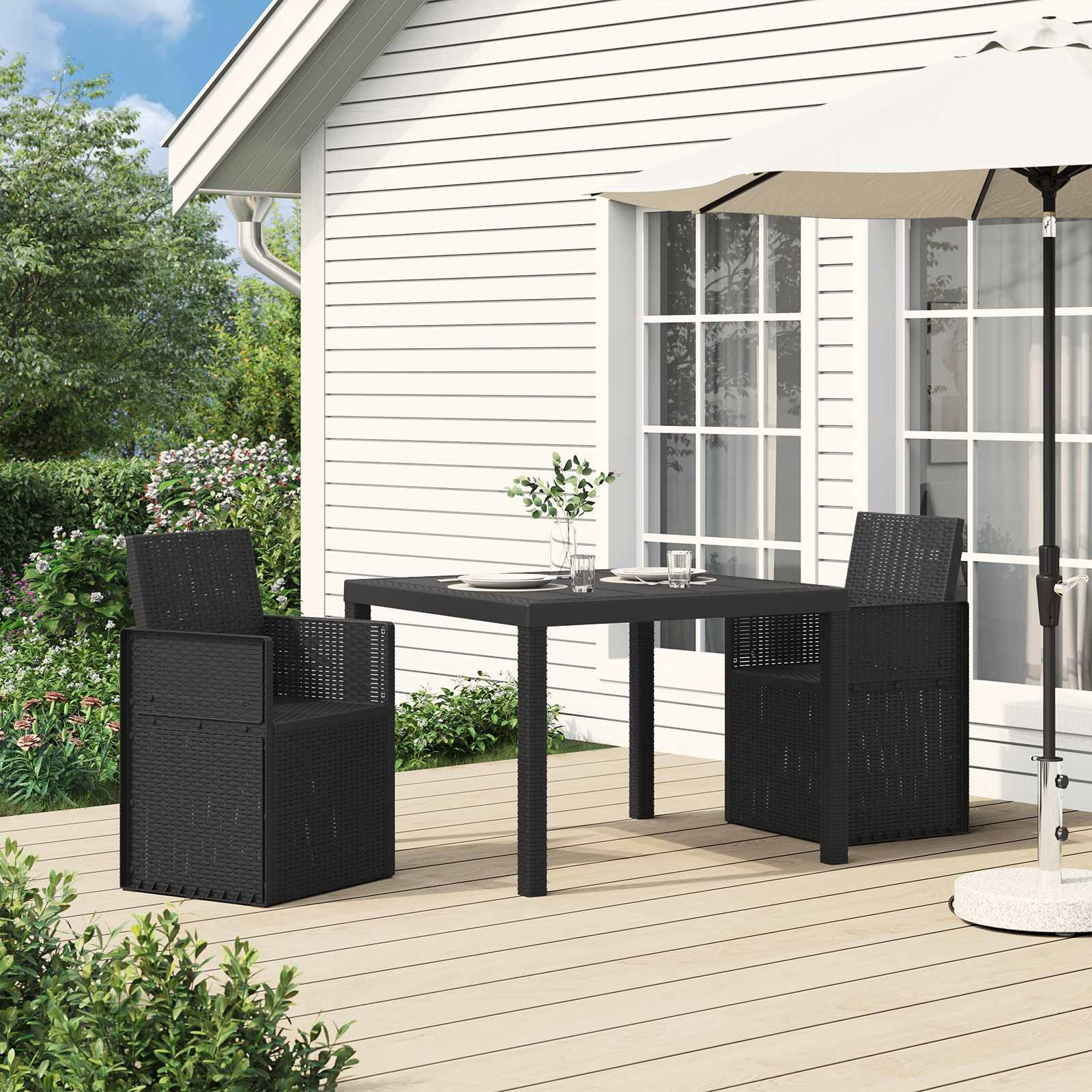 vidaXL Garten Essstühle 2-teilig Anthrazit 53 x 47 x 88,5 cm PP