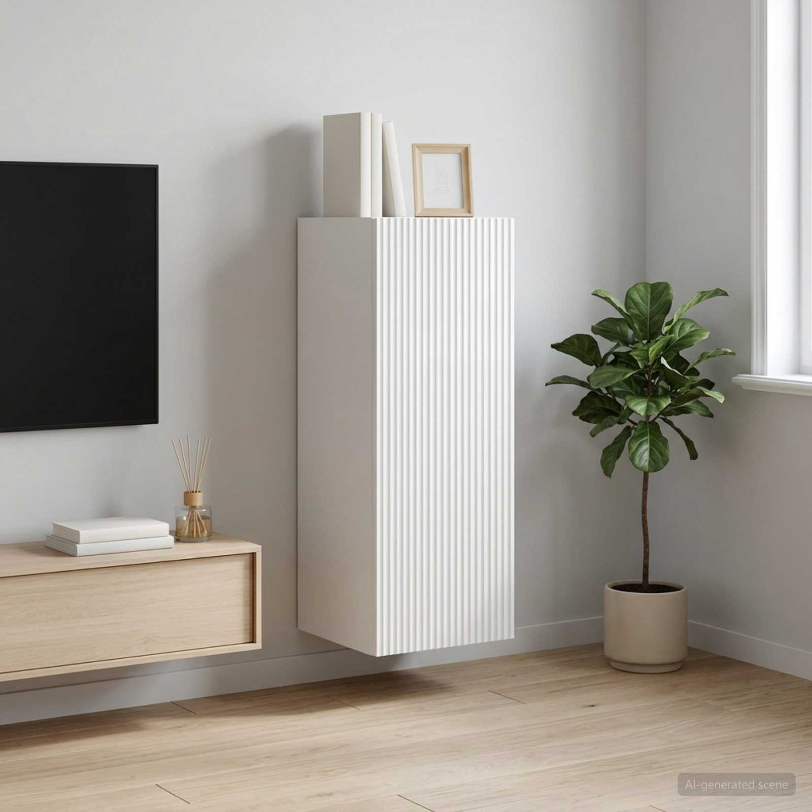 vidaXL Wandschrank Hochglanz Weiß 33 x 34,5 x 90 cm Holzwerkstoff