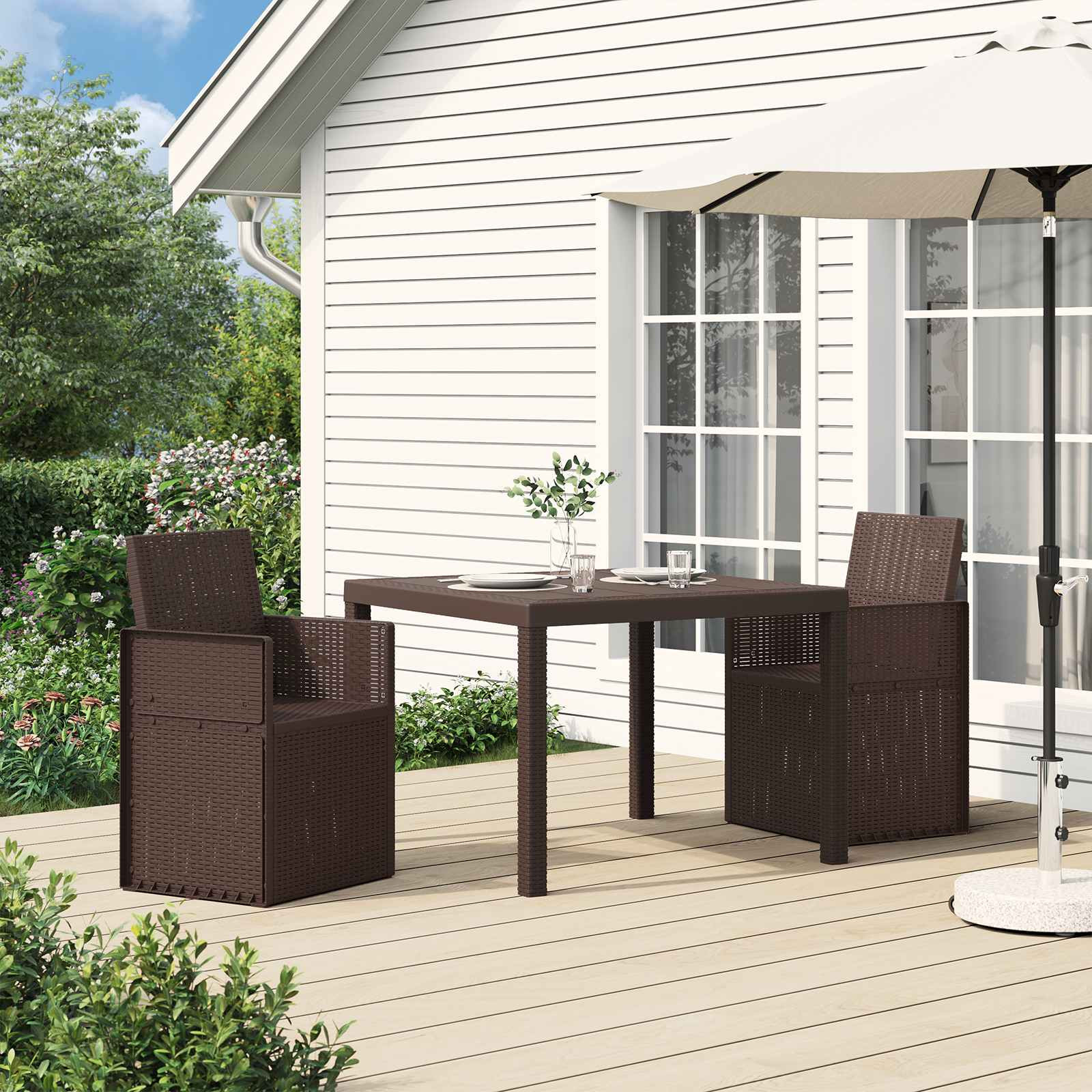 vidaXL Garten Esszimmerstühle 2 pcs Braun PP