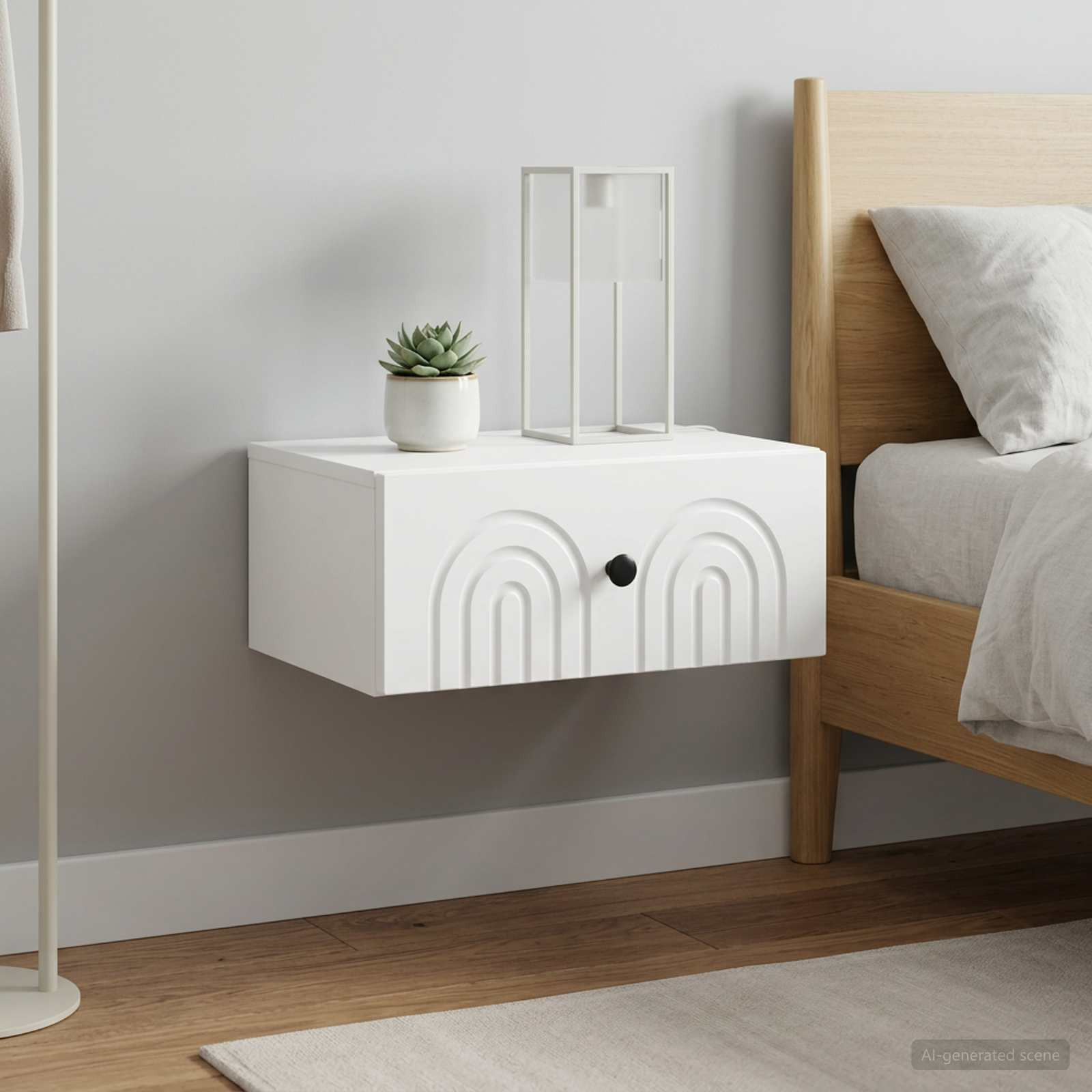 vidaXL Wandmontierter Nachttisch 2 pcs Weiß 49 x 34,5 x 20 cm