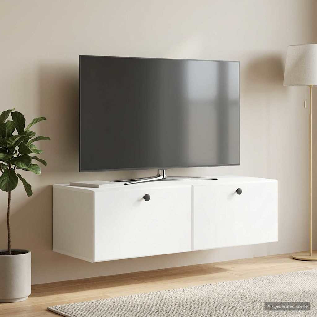 vidaXL Wandmontierter TV-Schrank 98 x 41 x 30 cm Weiß Holzwerkstoff
