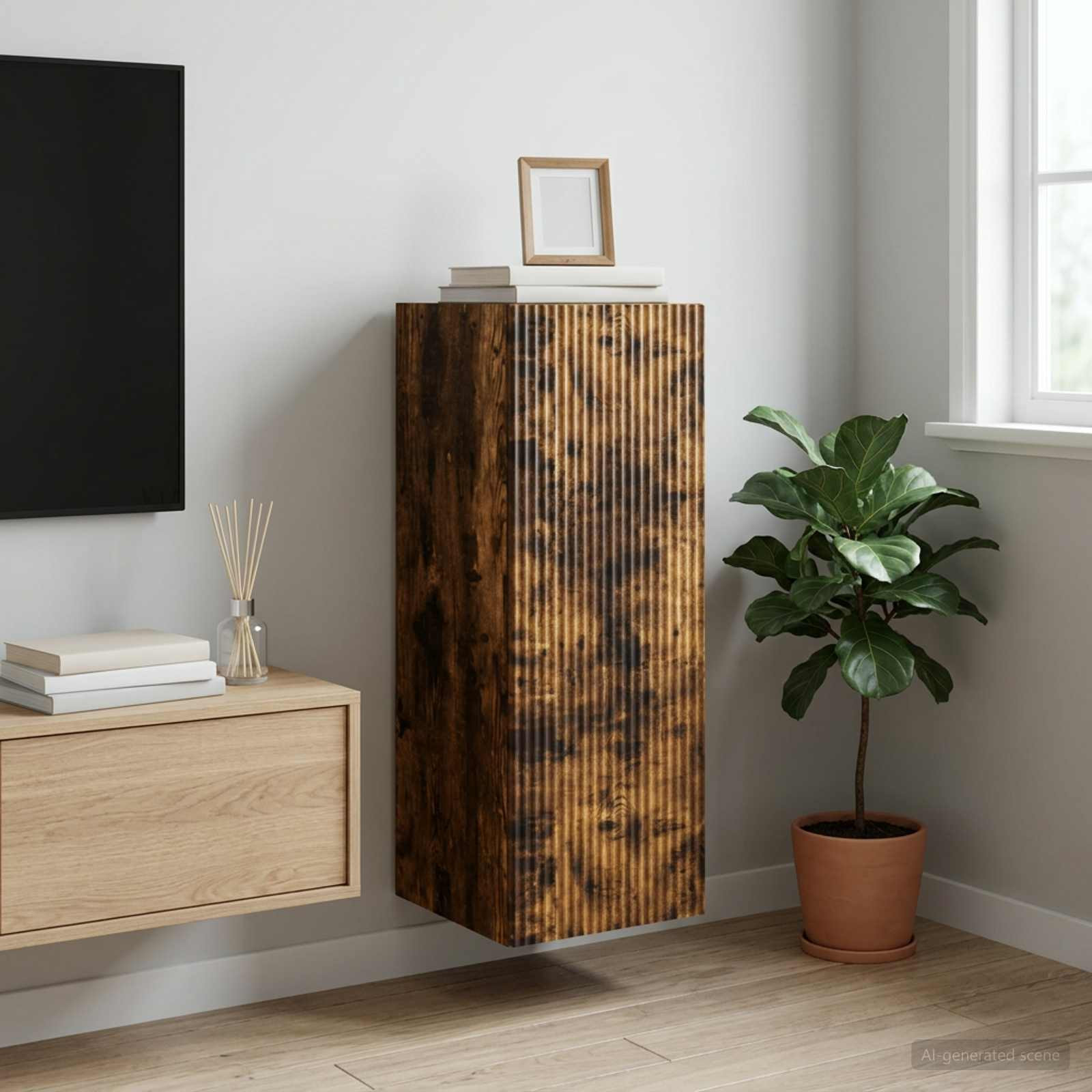 vidaXL Wandschrank Geräucherte Eiche 33 x 34,5 x 90 cm Holzwerkstoff
