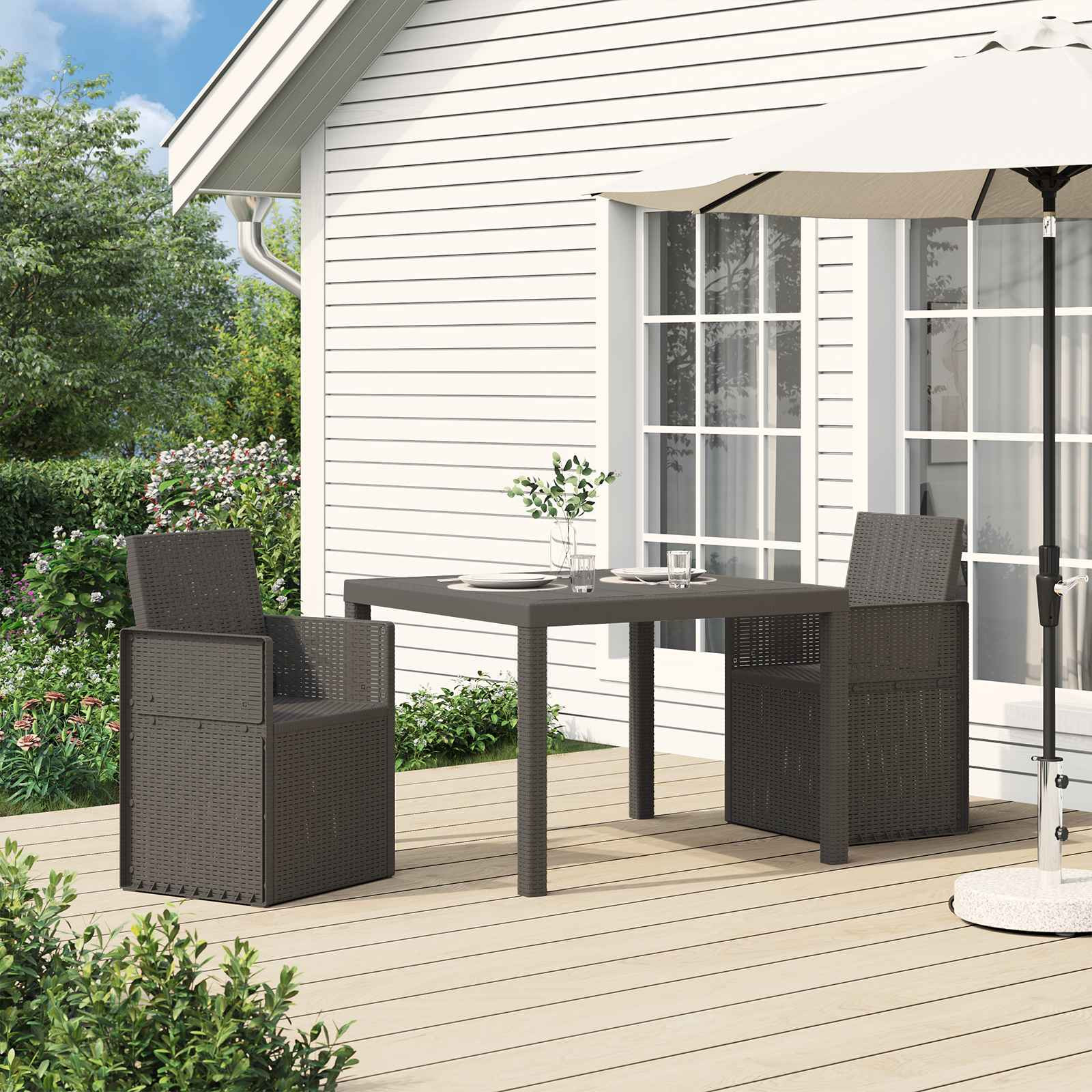 vidaXL Garten Esszimmerstühle 2 pcs Hellgrau PP