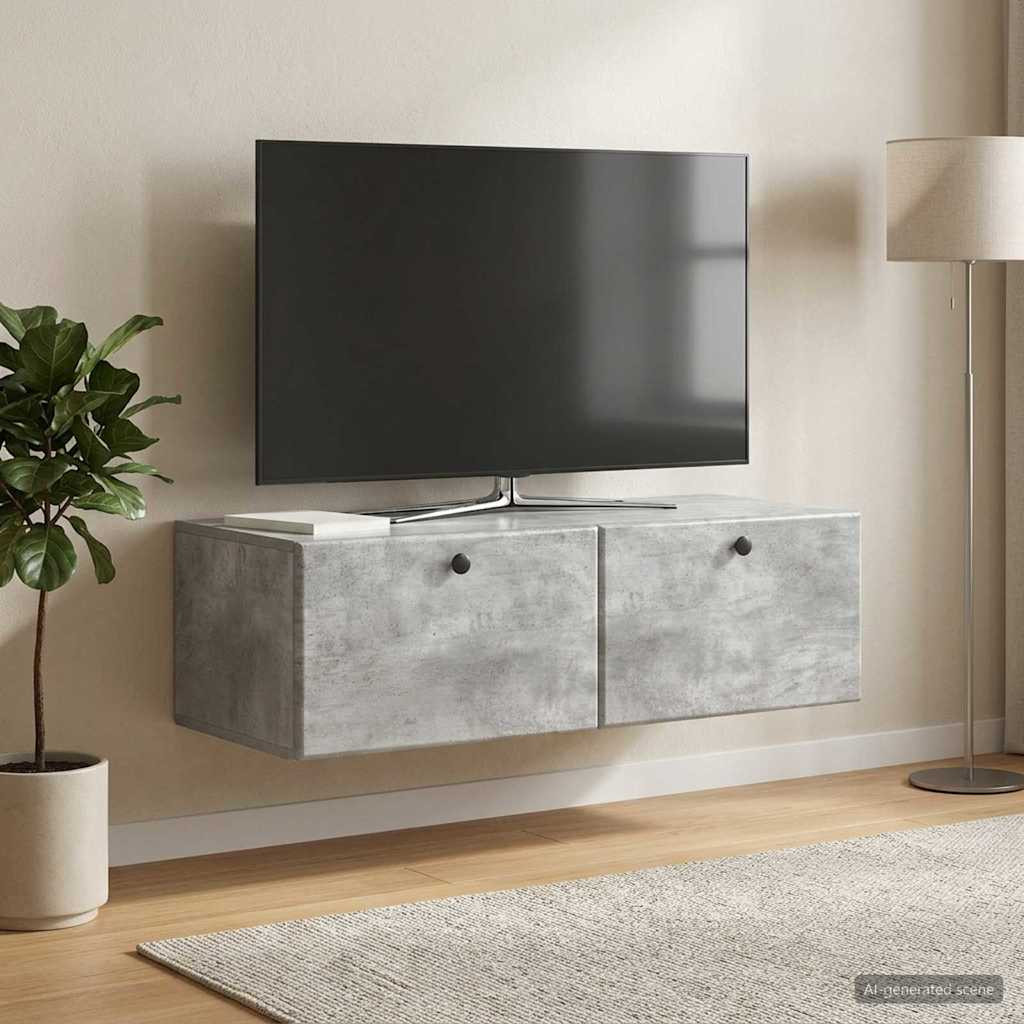 vidaXL Wandmontierter TV-Schrank 98 x 41 x 30 cm Betongrau