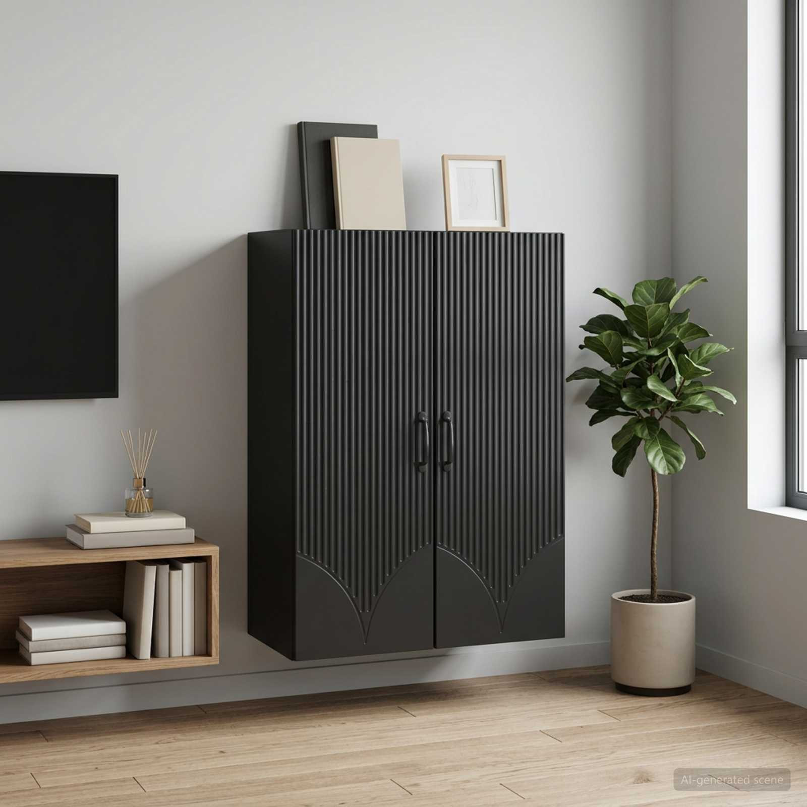 vidaXL Wandschrank Schwarz 66 x 34,5 x 90 cm Holzwerkstoff