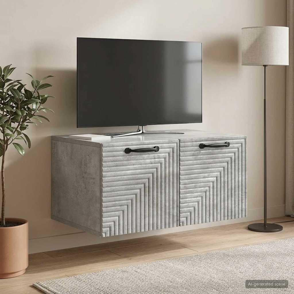 vidaXL Wandmontierter TV-Schrank Betongrau 59,5 x 41 x 30 cm