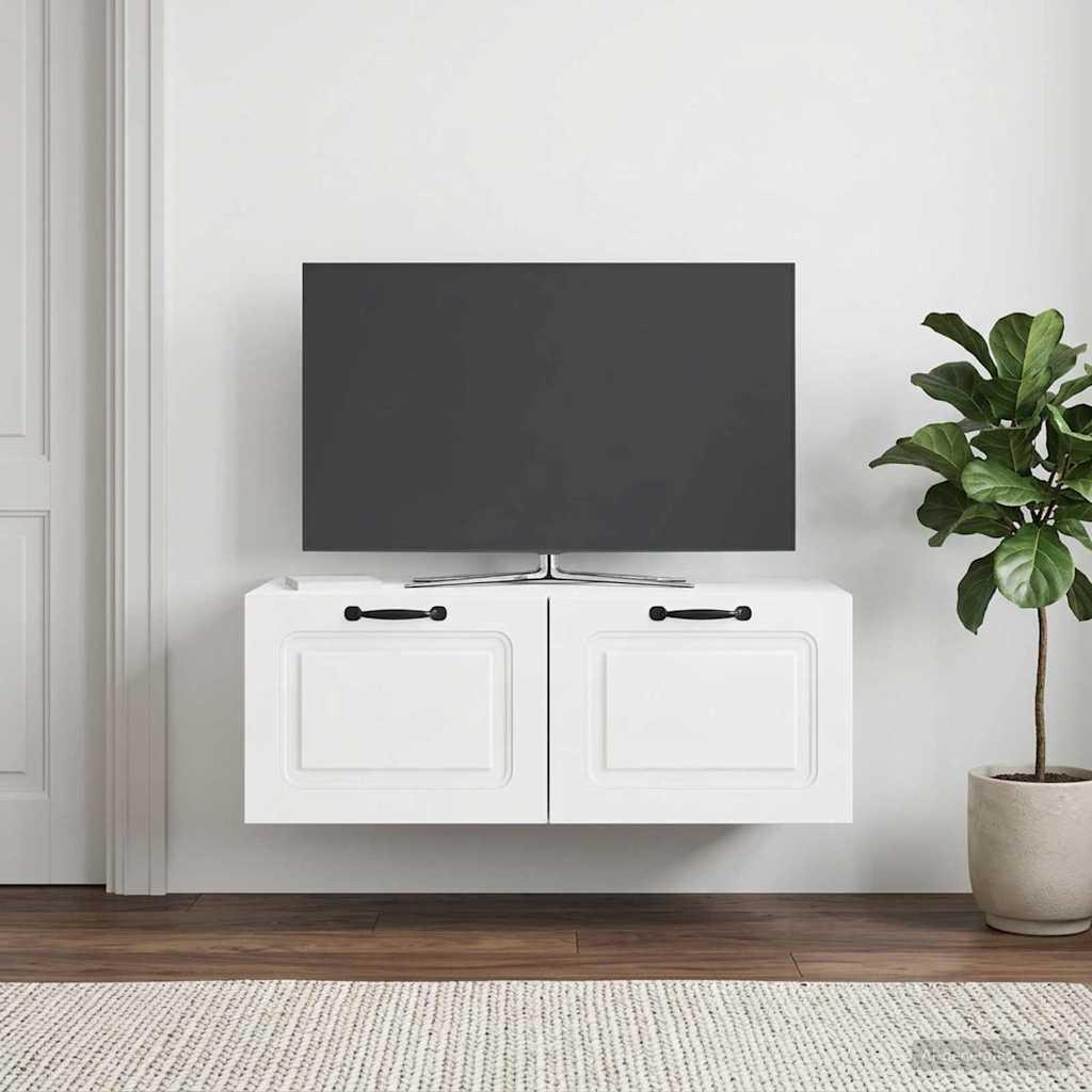 vidaXL Wandmontierter TV-Schrank Hochglanz Weiß 78,5 x 41 x 30 cm