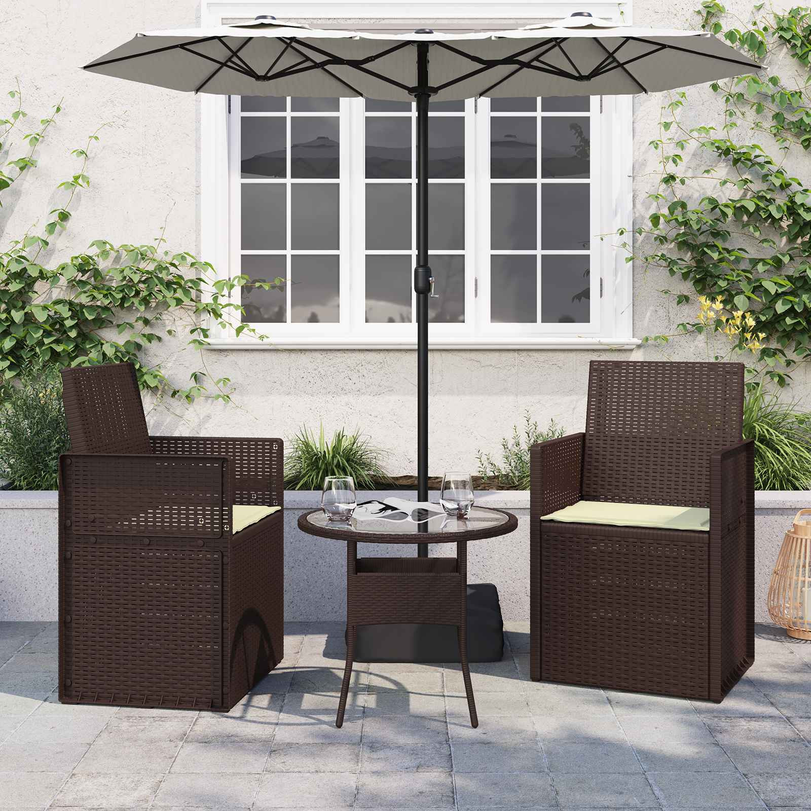 vidaXL Sitzkissen 2 Stk. Creme 47 x 36 x 2 cm Polyester