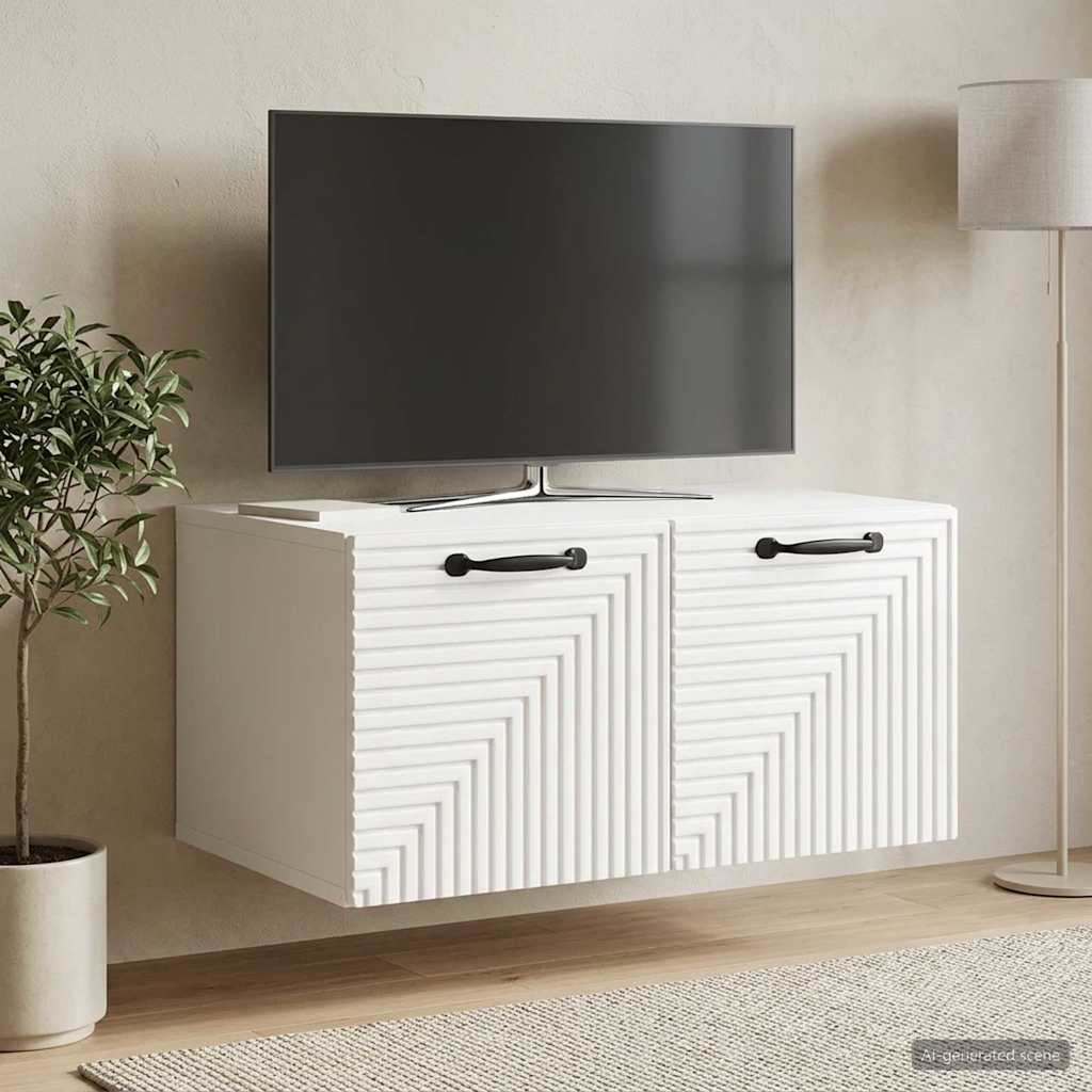 vidaXL Wandmontierter TV-Schrank Hochglanz Weiß 59,5 x 41 x 30 cm