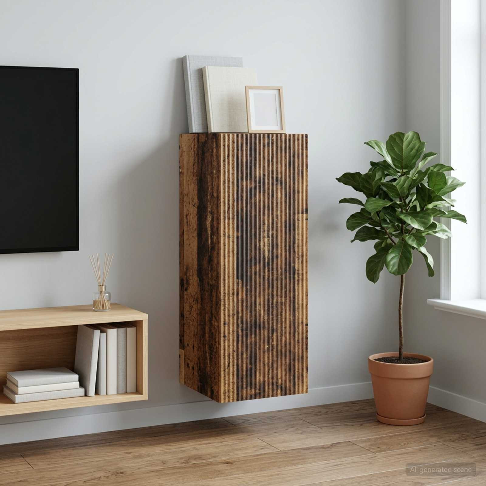 vidaXL Wandschrank Altholz 33 x 34,5 x 90 cm Holzwerkstoff