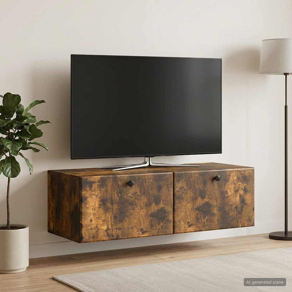 vidaXL Wandmontierter TV-Schrank 98 x 41 x 30 cm Geräucherte Eiche