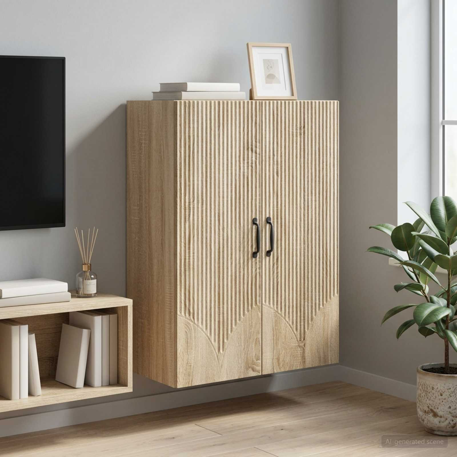 vidaXL Wandschrank Sonoma-Eiche 66 x 34,5 x 90 cm Holzwerkstoff