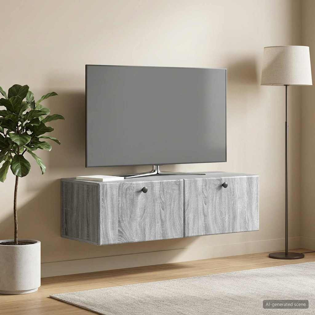 vidaXL Wandmontierter TV-Schrank 98 x 41 x 30 cm Grau Sonoma
