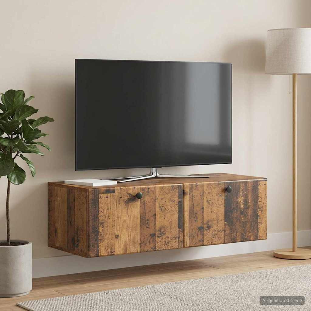 vidaXL Wandmontierter TV-Schrank 98 x 41 x 30 cm Altholz Holzwerkstoff