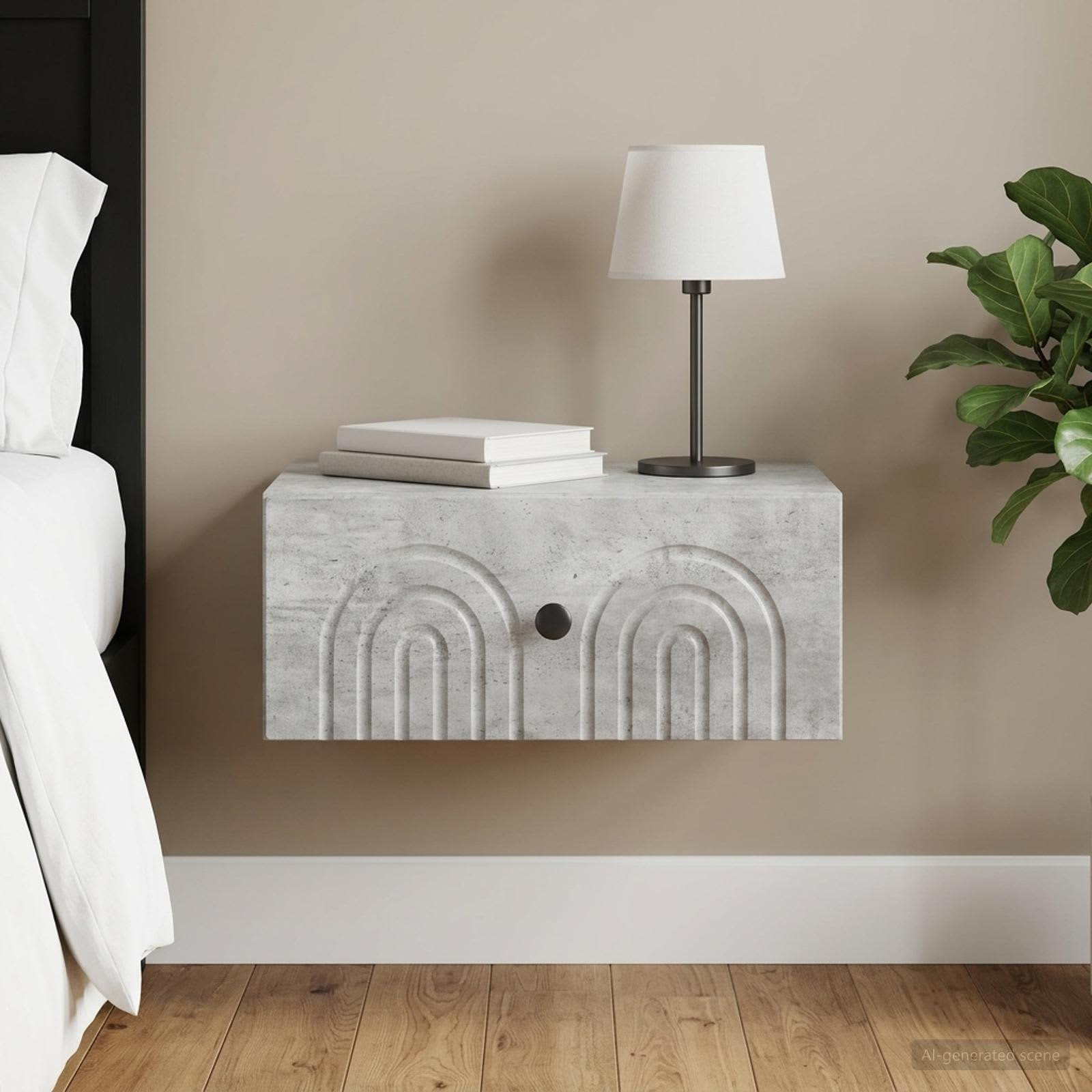vidaXL Wandmontierter Nachttisch Betongrau 49 x 34,5 x 20 cm