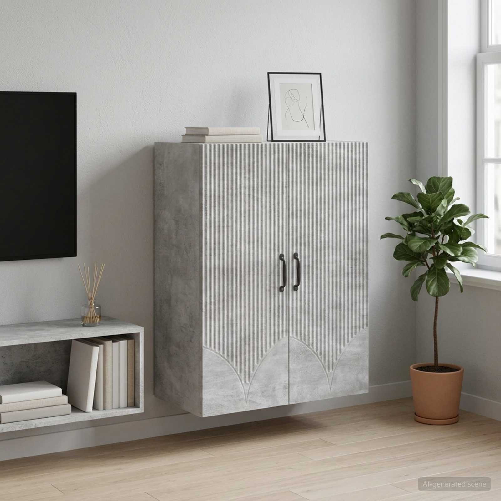 vidaXL Wandschrank Betongrau 66 x 34,5 x 90 cm Holzwerkstoff