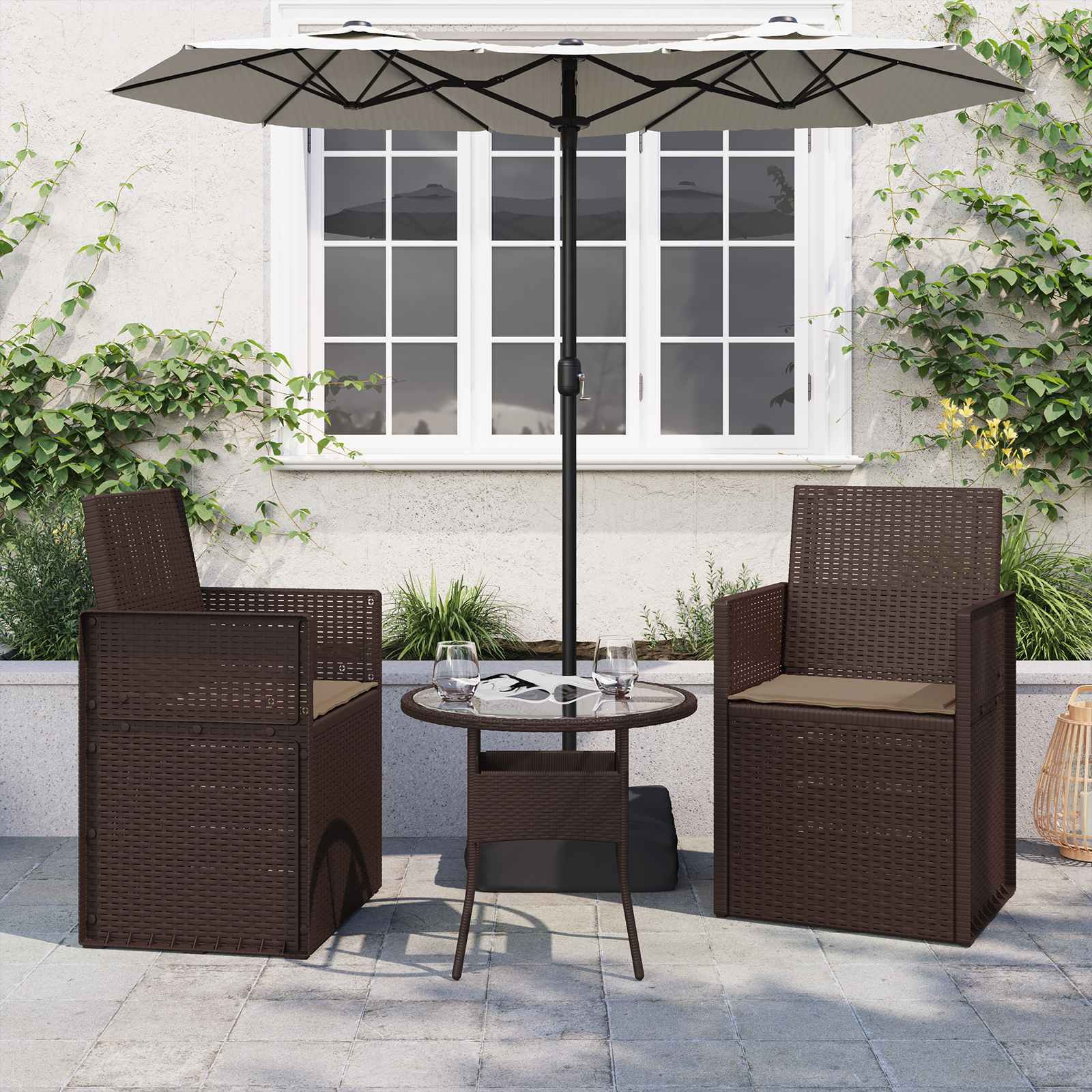 vidaXL Sitzkissen 2 pcs Taupe 47 x 36 x 2 cm Polyester