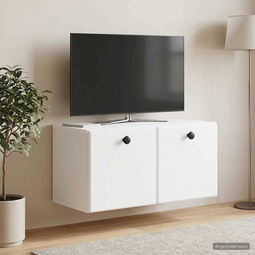 vidaXL Wandmontierter TV-Schrank 59,5 x 31 x 30 cm Weiß Holzwerkstoff