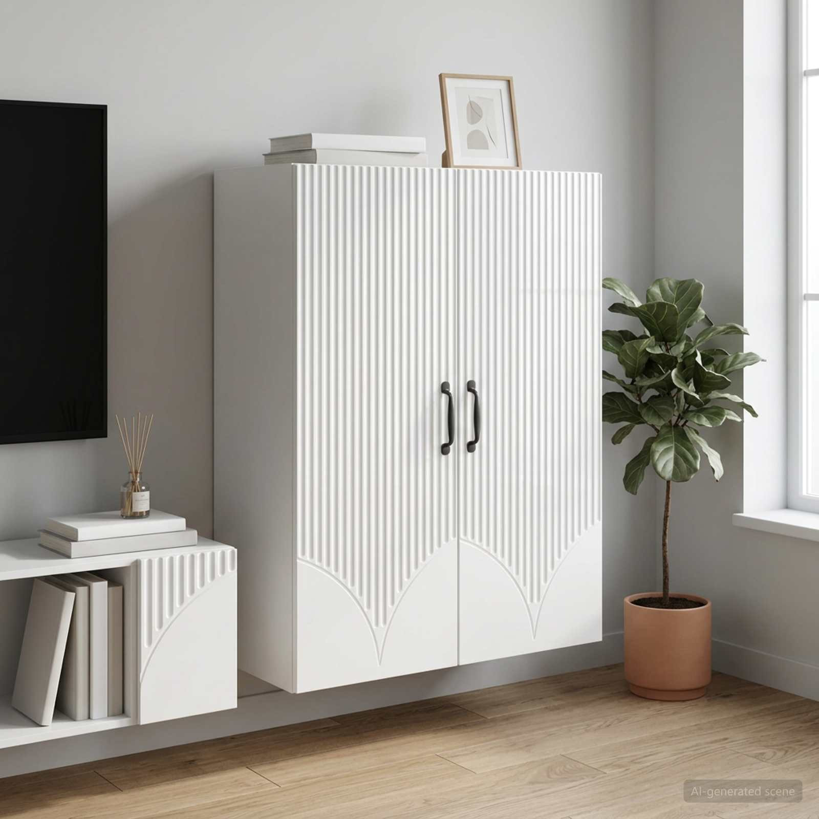 vidaXL Wandschrank Hochglanz Weiß 66 x 34,5 x 90 cm Holzwerkstoff