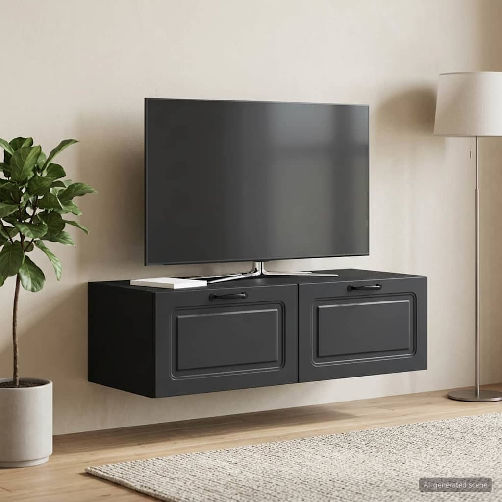 vidaXL Wandmontierter TV-Schrank Schwarz 98 x 41 x 30 cm Holzwerkstoff