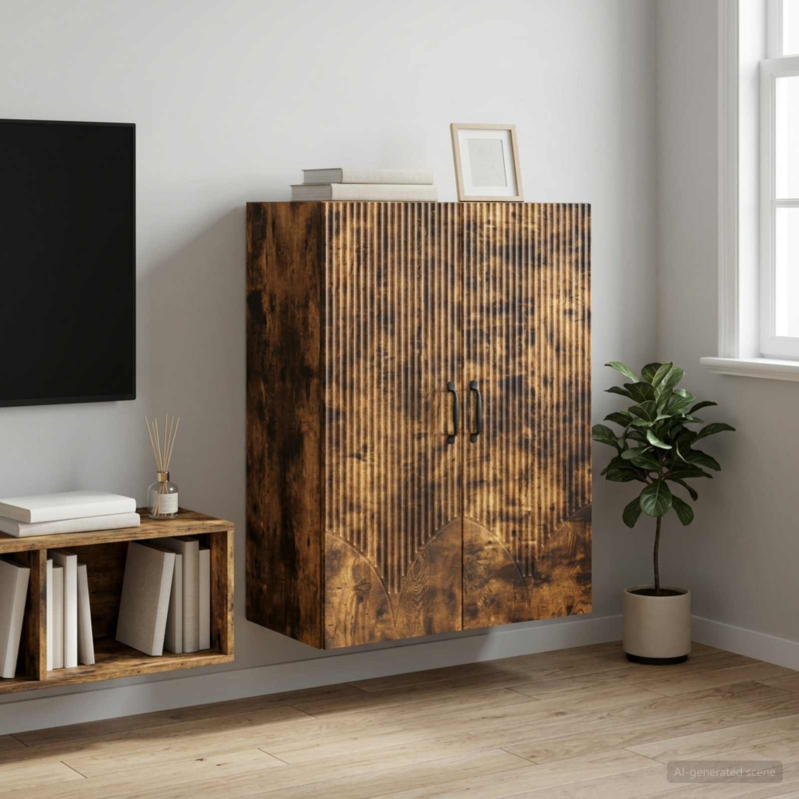 vidaXL Wandschrank Geräucherte Eiche 66 x 34,5 x 90 cm Holzwerkstoff