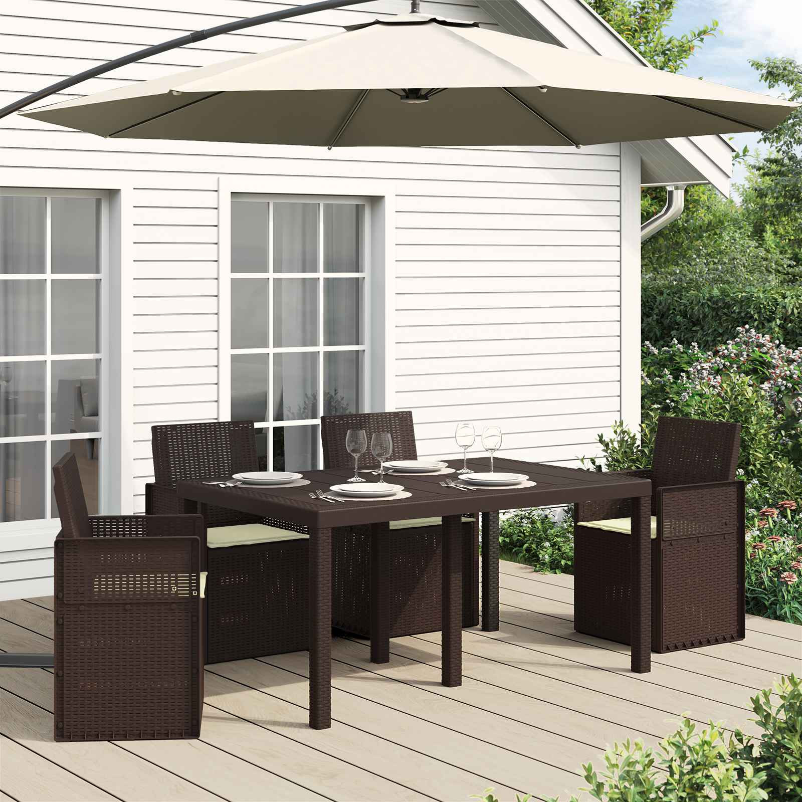 vidaXL Sitzkissen 4 pcs Creme 47 x 36 x 2 cm Polyester